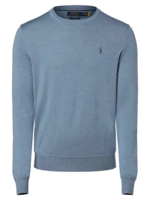 Polo Ralph Lauren Męski sweter z wełny merino Mężczyźni Wełna merino niebieski jednolity,