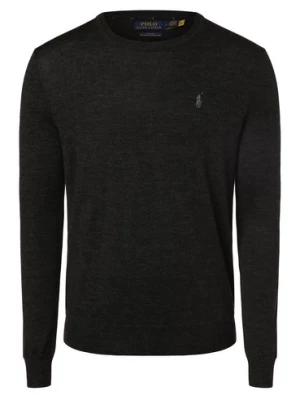 Polo Ralph Lauren Męski sweter z wełny merino Mężczyźni Wełna merino szary jednolity,