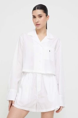 Polo Ralph Lauren piżama bawełniana kolor biały bawełniana