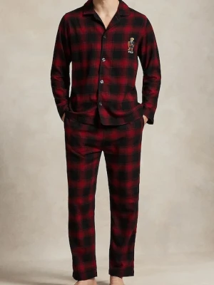 Polo Ralph Lauren piżama bawełniana kolor bordowy wzorzysta 714915985