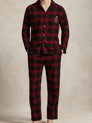 Polo Ralph Lauren piżama bawełniana kolor bordowy wzorzysta 714915985