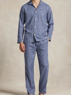 Polo Ralph Lauren piżama bawełniana kolor niebieski wzorzysta 714899627