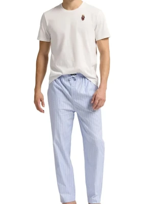 Polo Ralph Lauren piżama bawełniana kolor niebieski wzorzysta 714931645