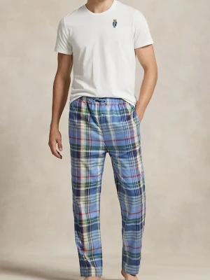 Polo Ralph Lauren piżama bawełniana kolor niebieski wzorzysta 714931645