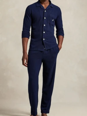Polo Ralph Lauren piżama bawełniana męska kolor granatowy gładka 714P01952