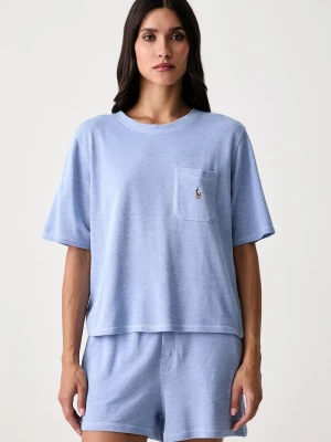 Polo Ralph Lauren piżama dwuczęściowa damska z bawełną niebieski