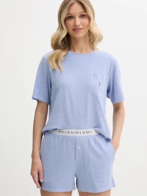Polo Ralph Lauren piżama dwuczęściowa damska z bawełną niebieski
