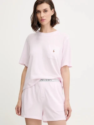 Polo Ralph Lauren piżama dwuczęściowa damska z bawełną różowy