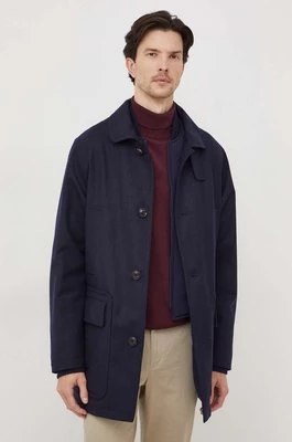 Polo Ralph Lauren płaszcz wełniany kolor granatowy przejściowy