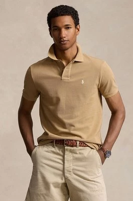 Polo Ralph Lauren polo bawełniane kolor beżowy gładki 710680784