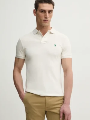 Polo Ralph Lauren polo bawełniane kolor beżowy gładki 710680784