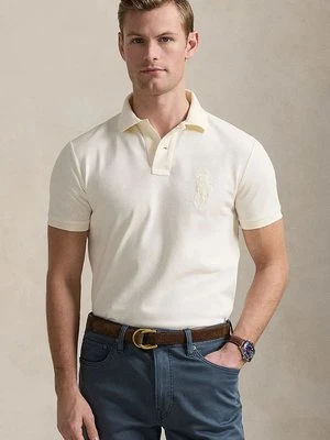 Polo Ralph Lauren polo bawełniane kolor beżowy gładki 710938137