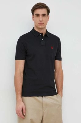 Polo Ralph Lauren polo bawełniane kolor czarny gładki