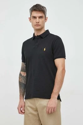 Polo Ralph Lauren polo bawełniane kolor czarny gładki