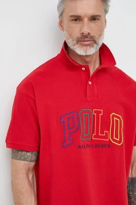 Polo Ralph Lauren polo bawełniane kolor czerwony z aplikacją