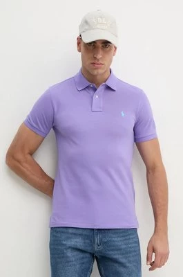 Polo Ralph Lauren polo bawełniane kolor fioletowy gładki 710795080