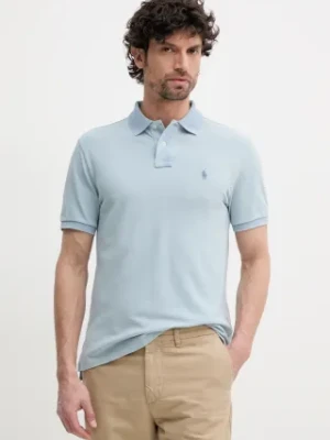 Polo Ralph Lauren polo bawełniane kolor niebieski gładki 710970582