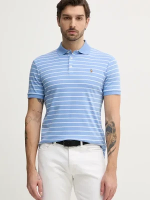 Polo Ralph Lauren polo bawełniane kolor niebieski wzorzysty