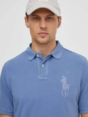 Polo Ralph Lauren polo bawełniane kolor niebieski z aplikacją 710936508