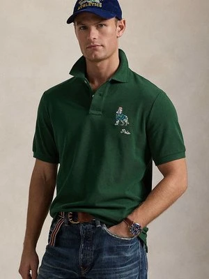 Polo Ralph Lauren polo bawełniane kolor zielony z aplikacją 710953336