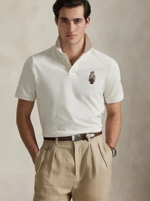 Polo Ralph Lauren polo bawełniane męski kolor biały z aplikacją 710P00082