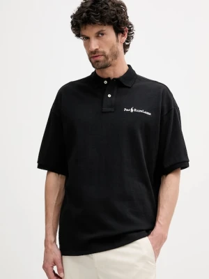 Polo Ralph Lauren polo bawełniane męski kolor czarny gładki 710972615
