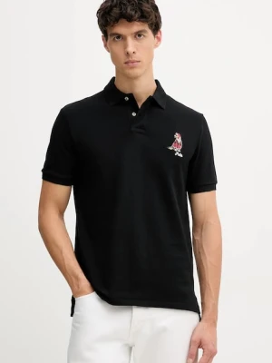 Polo Ralph Lauren polo bawełniane męski kolor czarny z aplikacją 710P00095