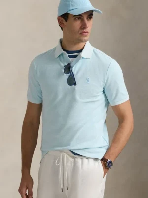 Polo Ralph Lauren polo bawełniane męski kolor niebieski gładki 710969626