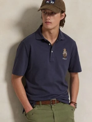 Polo Ralph Lauren polo bawełniane męski kolor niebieski z aplikacją 710P00083
