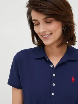 Polo Ralph Lauren polo damski kolor granatowy z kołnierzykiem