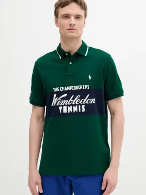 Polo Ralph Lauren polo męskie kolor zielony z nadrukiem 710970486
