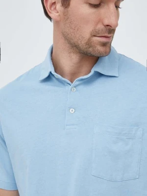 Polo Ralph Lauren polo z domieszką lnu niebieski