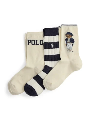 Polo Ralph Lauren skarpety damskie z bawełną 3-pack beżowy