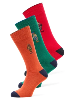 Polo Ralph Lauren Skarpety w zestawie 3 par Mężczyźni Bawełna pomarańczowy | czerwony | zielony, ONE SIZE