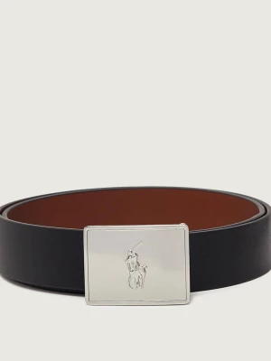 POLO RALPH LAUREN Skórzany dwustronny pasek brązowy
