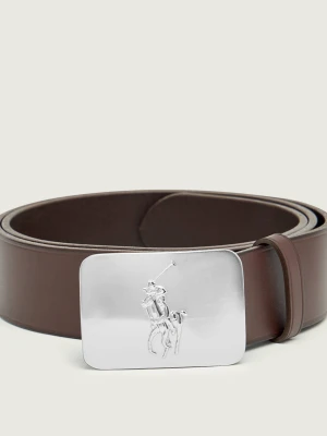 POLO RALPH LAUREN Skórzany pasek brązowy