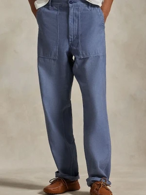 Polo Ralph Lauren spodnie bawełniane damskie kolor niebieski proste medium waist 211978634