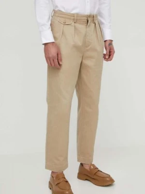 Polo Ralph Lauren spodnie bawełniane kolor beżowy w fasonie chinos 710850209