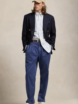Polo Ralph Lauren spodnie bawełniane kolor granatowy w fasonie chinos 710850209