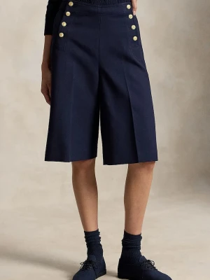 Polo Ralph Lauren spodnie culottes damskie z dodatkiem wełny granatowy