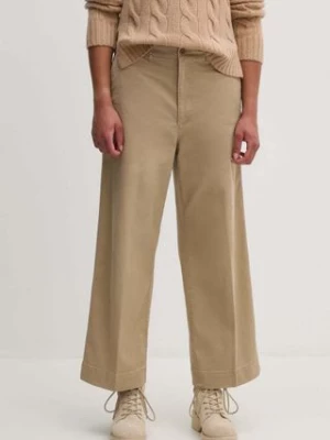 Zdjęcie produktu Polo Ralph Lauren spodnie damskie kolor beżowy proste high waist 211939940