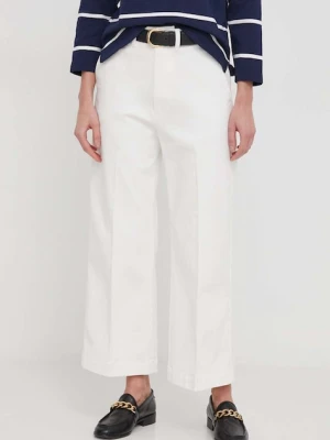 Polo Ralph Lauren spodnie damskie kolor beżowy szerokie high waist