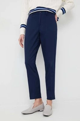 Polo Ralph Lauren spodnie damskie kolor granatowy proste high waist