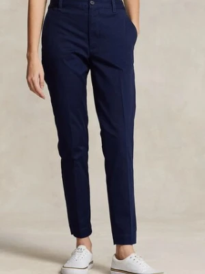 Polo Ralph Lauren spodnie damskie kolor granatowy proste high waist