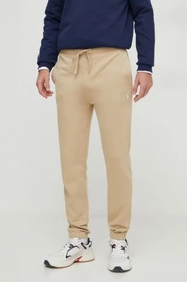 Polo Ralph Lauren spodnie dresowe bawełniane kolor beżowy gładkie