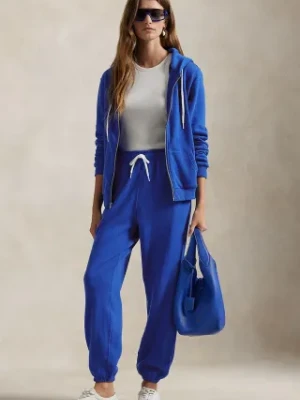 Polo Ralph Lauren spodnie dresowe bawełniane kolor niebieski gładkie 211935585