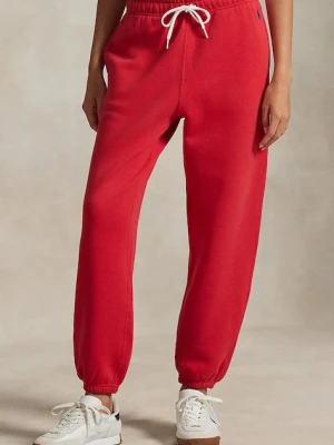 Polo Ralph Lauren spodnie dresowe damskie kolor czerwony gładkie 211971700