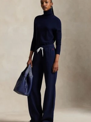 Polo Ralph Lauren spodnie dresowe damskie kolor granatowy gładkie 211977959
