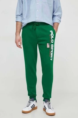 Polo Ralph Lauren spodnie dresowe kolor zielony z nadrukiem 710835768