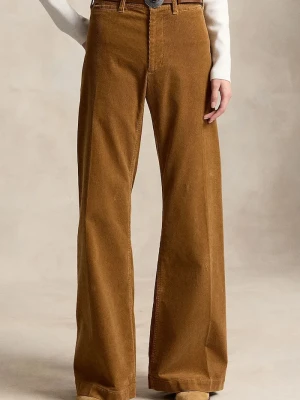 Polo Ralph Lauren spodnie flare damskie z bawełną brązowy